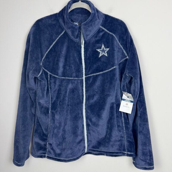 NFL TEAM APPAREL | Dallas Cowboys Navy Blue Fleece Zip Up Jacket Women’s Size 2X - Picture 1 of 10